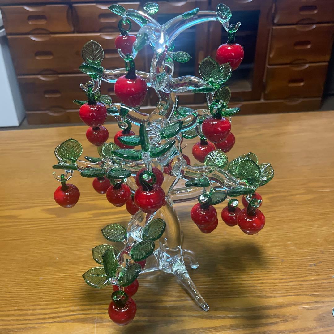 華やかなクリスタル製クリスマスツリー装飾 高さ約３０cm