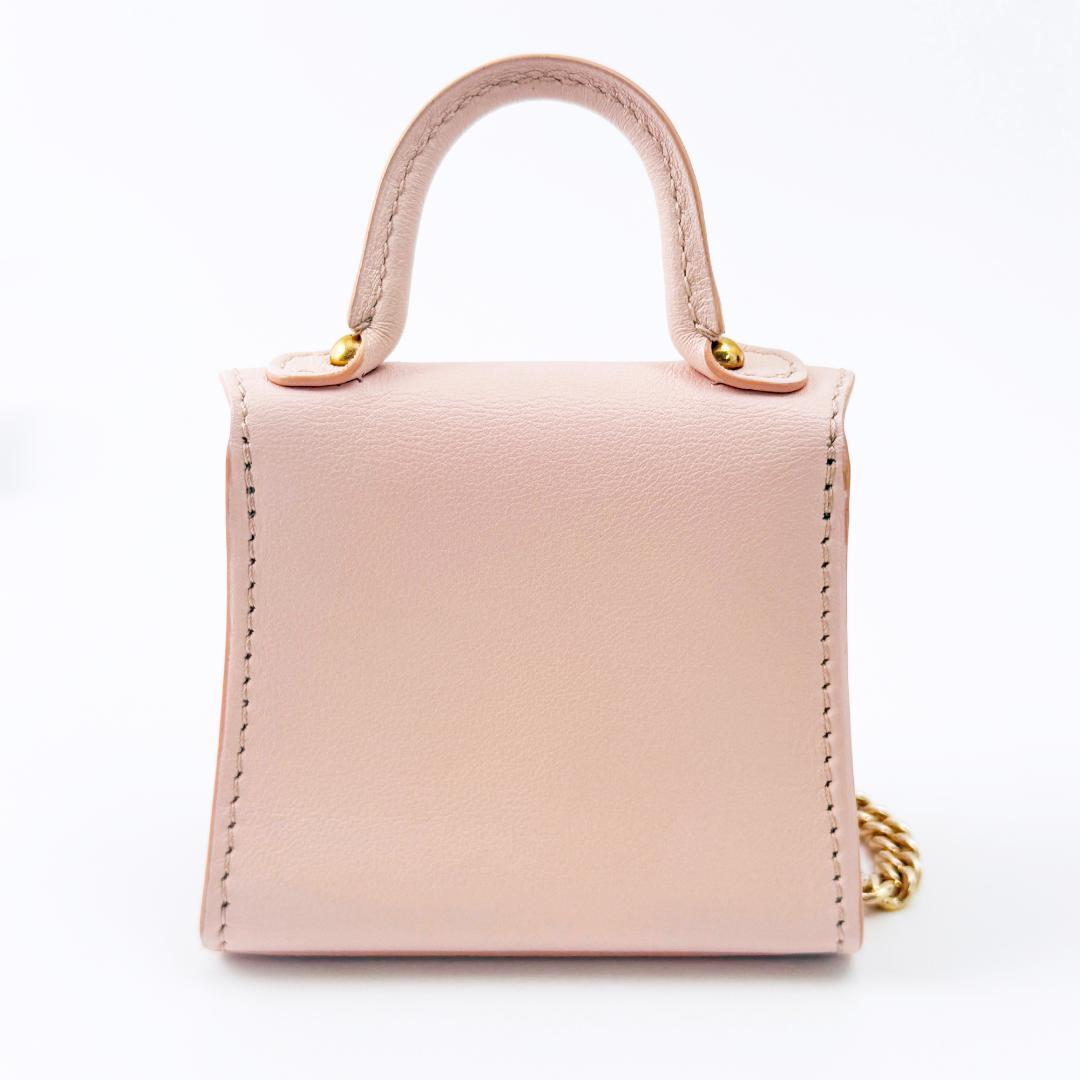 定価21万【極美品】デルヴォー バッグ型 チャーム ブリヨン チェーン 薄ピンク