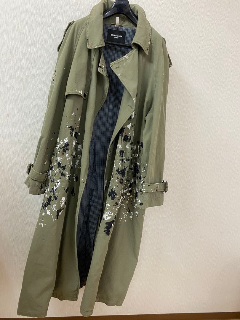 BALENCIAGAバレンシアガオーバーサイズペイント加工トレンチコート