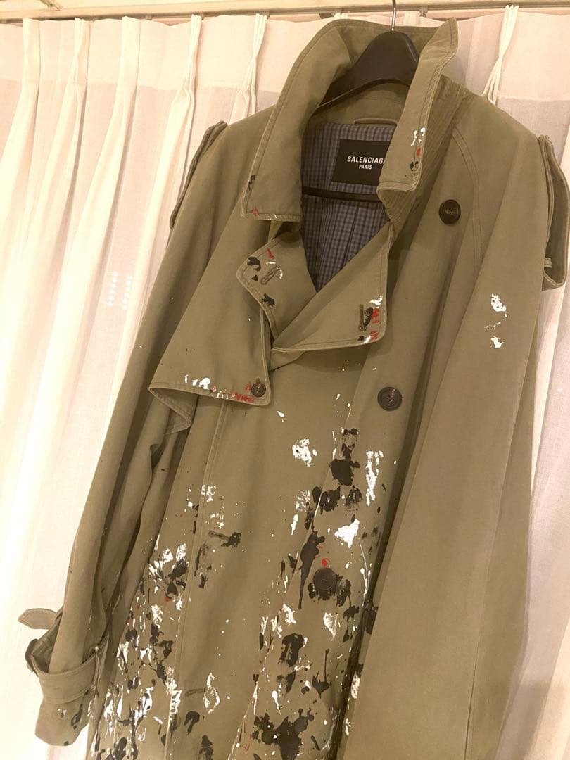 BALENCIAGAバレンシアガオーバーサイズペイント加工トレンチコート