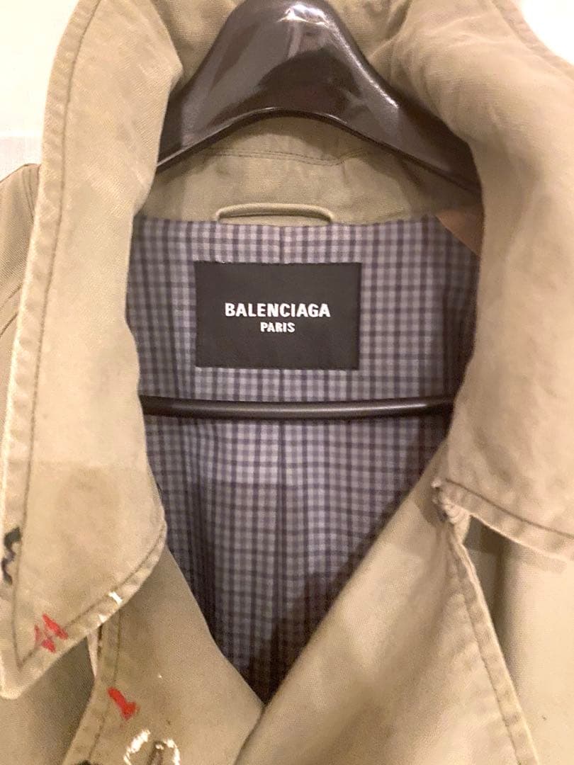 BALENCIAGAバレンシアガオーバーサイズペイント加工トレンチコート
