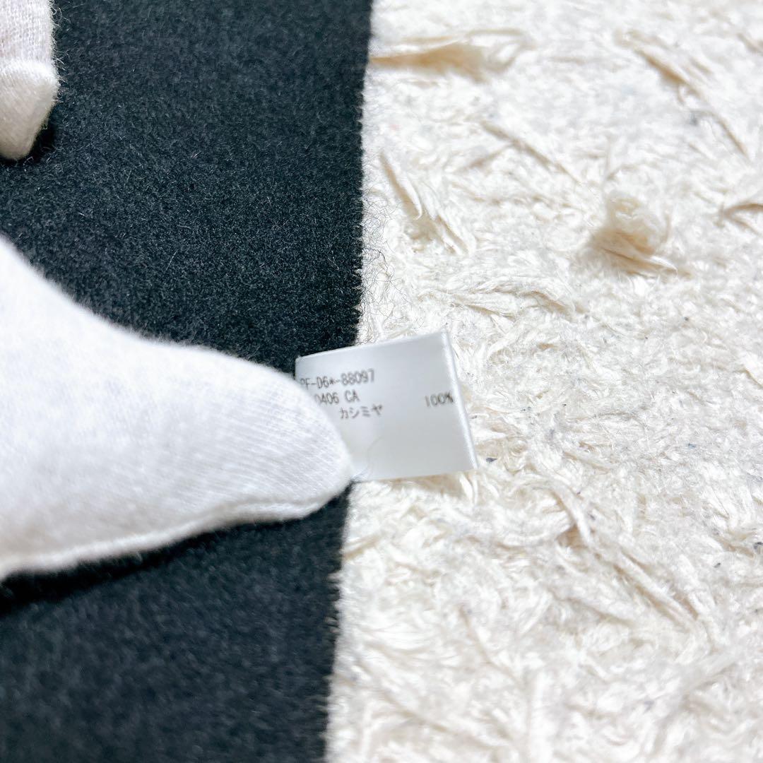 極美品✨ポールスミス　カシミヤ100%マフラーマルチストライプ　刺繍ロゴ　黒