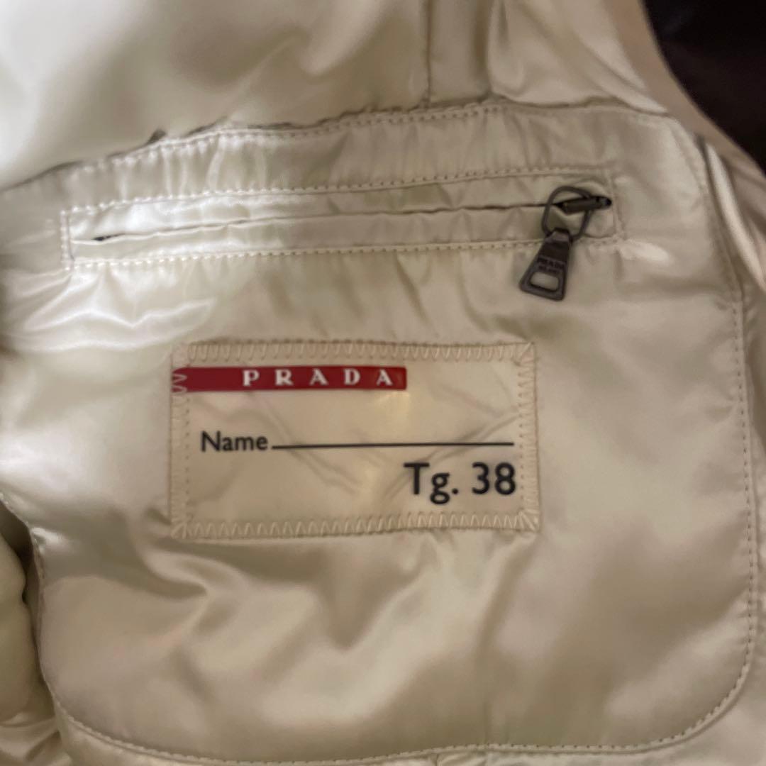 PRADA ダウンコート ロング ファー フード取外し　ベルト ダークブラウン