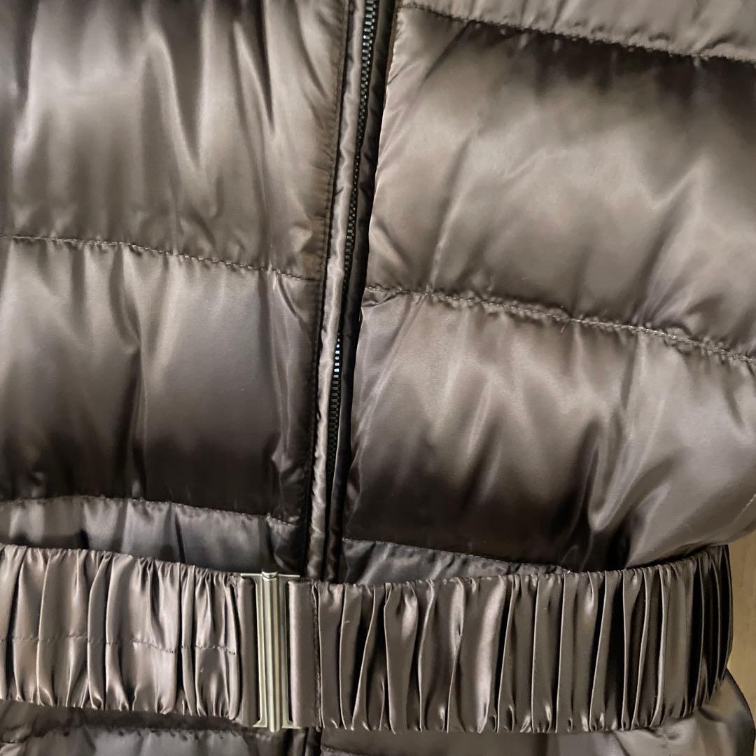 PRADA ダウンコート ロング ファー フード取外し　ベルト ダークブラウン