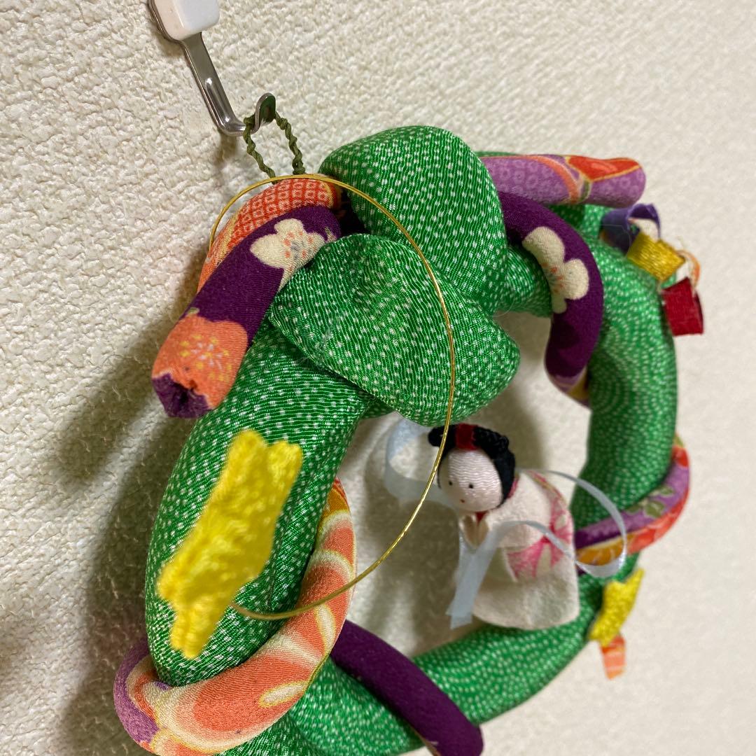 縮緬細工 七夕飾り 七夕行事 織姫様 縮緬リース リング 壁飾り 玄関飾り
