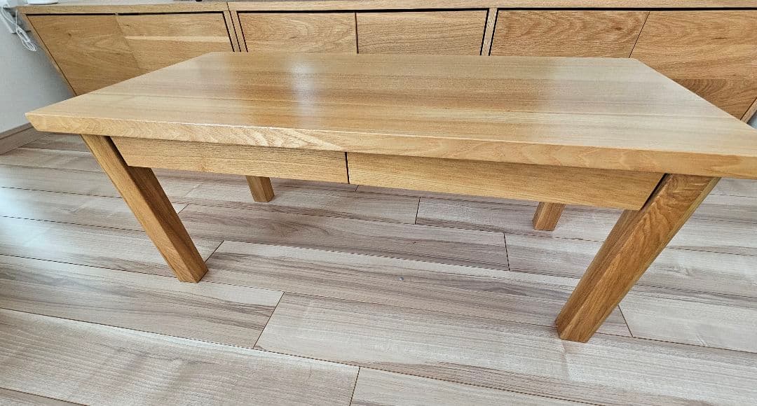 無印良品 天然木 タモ材 センターテーブル 引き出し付き