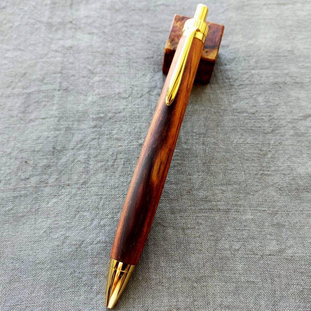 越南黄花梨　ハンドメイド　木軸ボールペン　G2　天然木　ゴールド