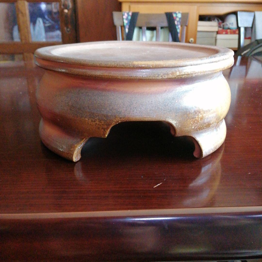 信楽焼　古谷忠六　三足花台　22cm