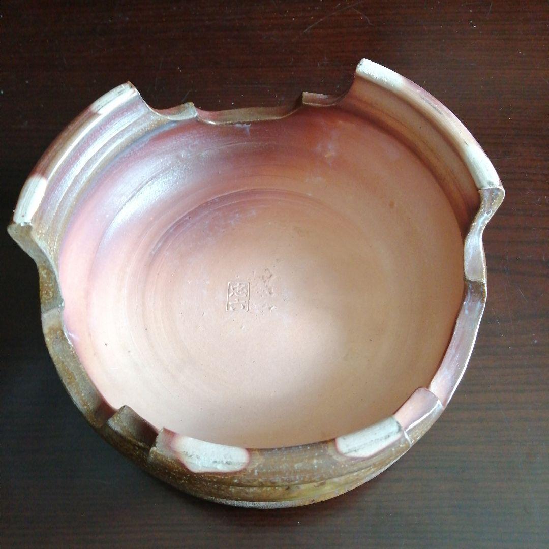 信楽焼　古谷忠六　三足花台　22cm