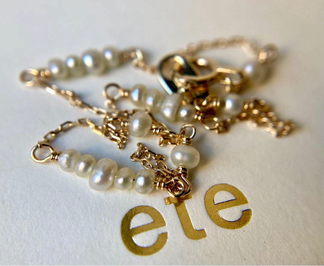 エテ　17P フェイクパール　ベビー　イエローゴールド　ブレスレット　k10