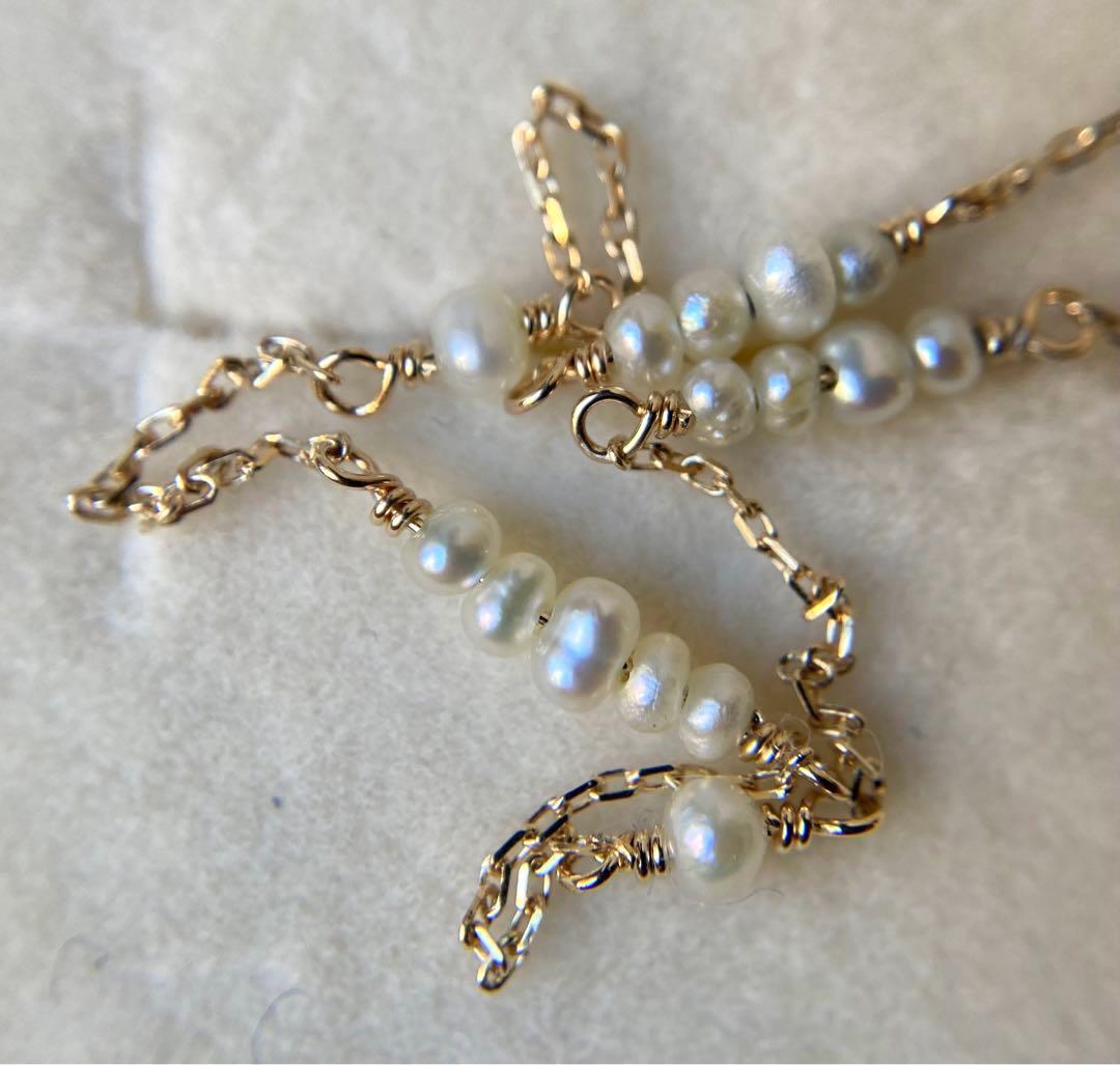 エテ　17P フェイクパール　ベビー　イエローゴールド　ブレスレット　k10