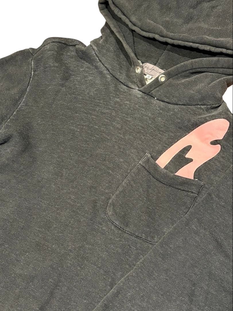 Yohji Yamamoto ヨウジヤマモト ワンポイントピンク パーカー