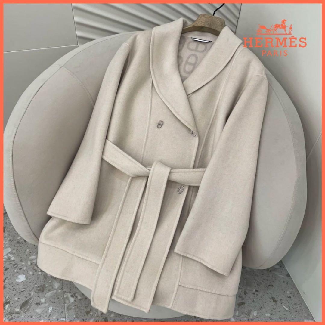 HERMES カシミアピーコート