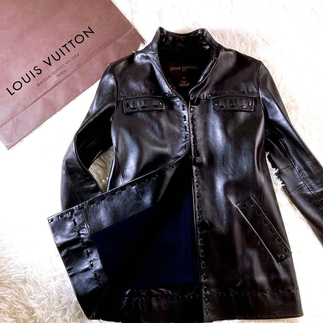 ルイヴィトン　ラムレザーコート　ジャケット　アンゴラ　カシゴラ　羊革　LV 34