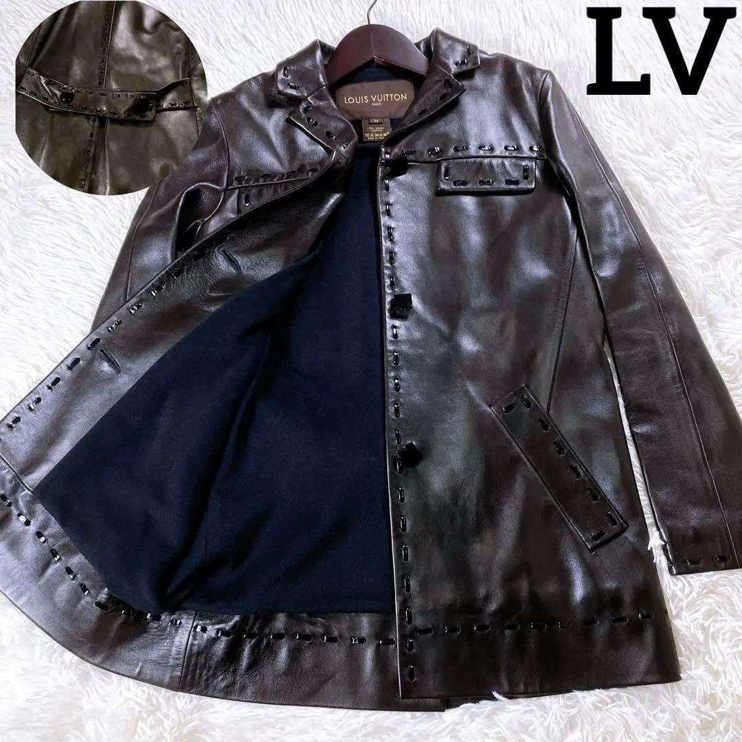 ルイヴィトン　ラムレザーコート　ジャケット　アンゴラ　カシゴラ　羊革　LV 34