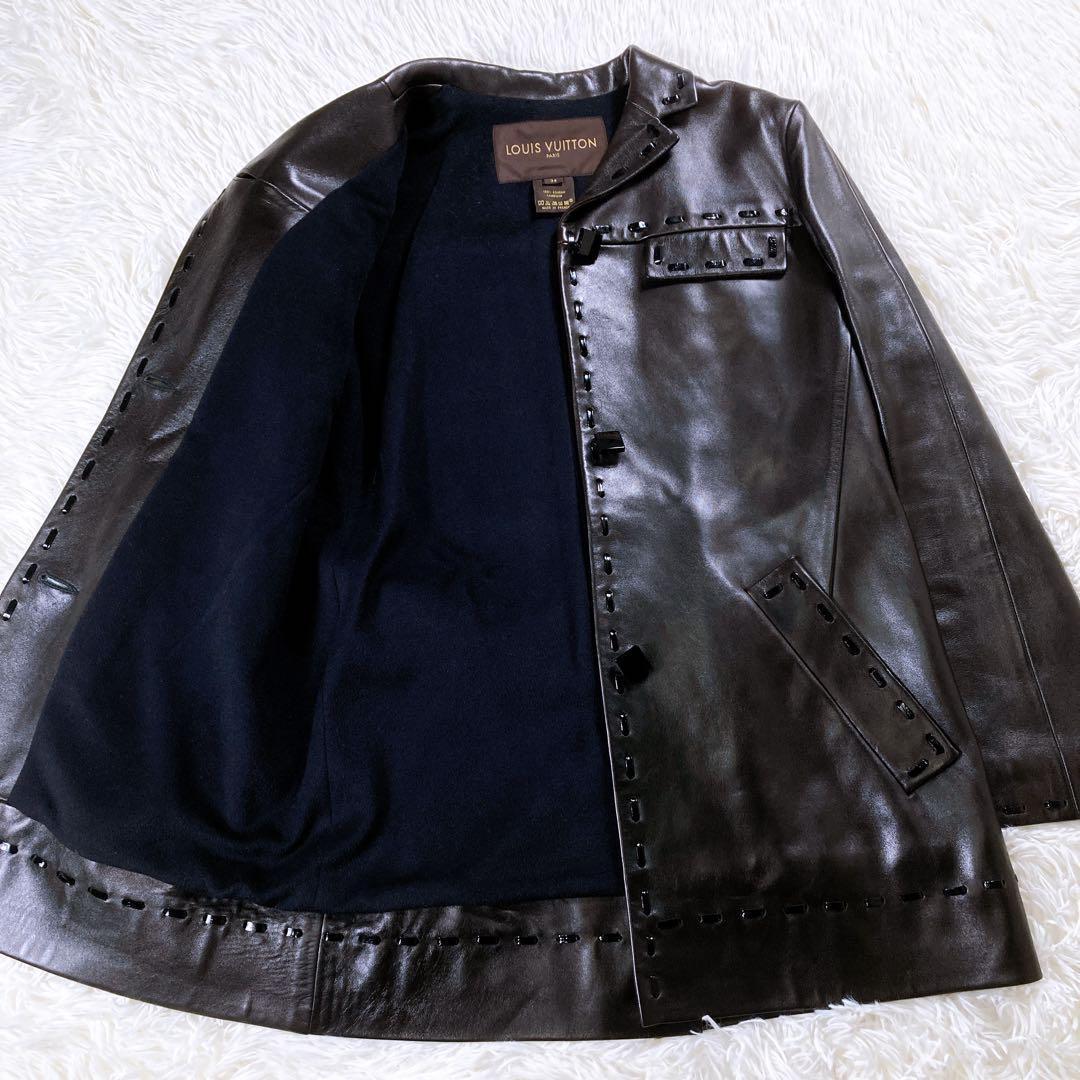 ルイヴィトン　ラムレザーコート　ジャケット　アンゴラ　カシゴラ　羊革　LV 34