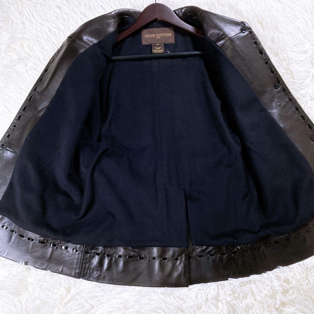 ルイヴィトン　ラムレザーコート　ジャケット　アンゴラ　カシゴラ　羊革　LV 34