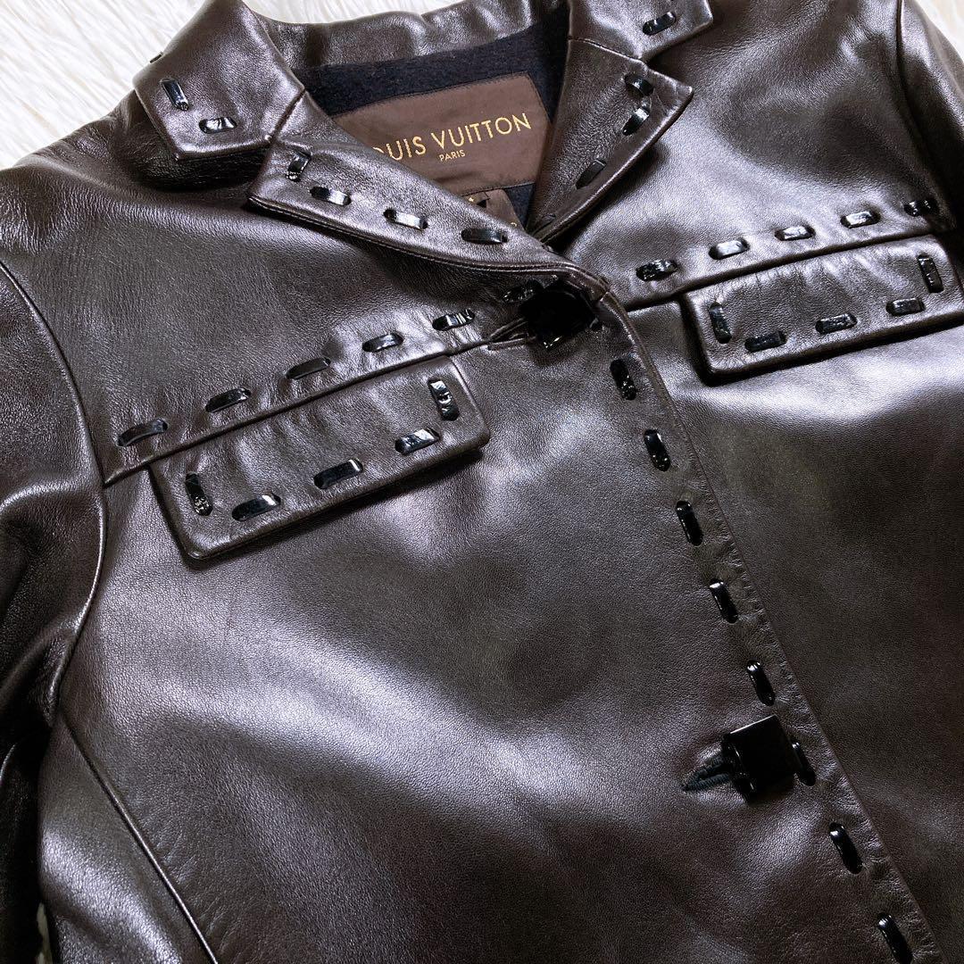 ルイヴィトン　ラムレザーコート　ジャケット　アンゴラ　カシゴラ　羊革　LV 34