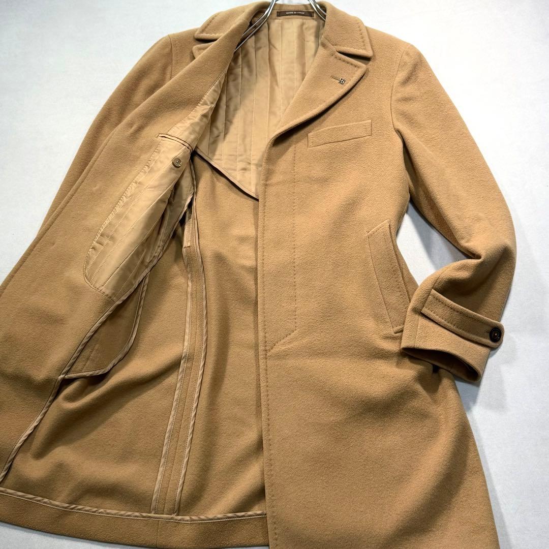 美品 タリアトーレ カシミヤ チェスターコート 比翼 キャメル 中綿入り