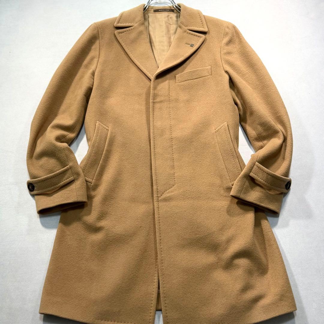 美品 タリアトーレ カシミヤ チェスターコート 比翼 キャメル 中綿入り