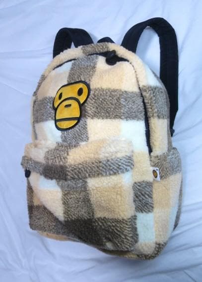 未使用品　APE チェック柄 リュック BABY MILO ボア　フリース
