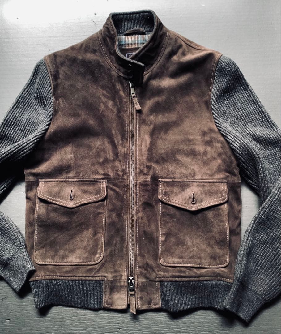 THE JACK LEATHER 肉厚スエードとニットの粋なコンビブルゾン