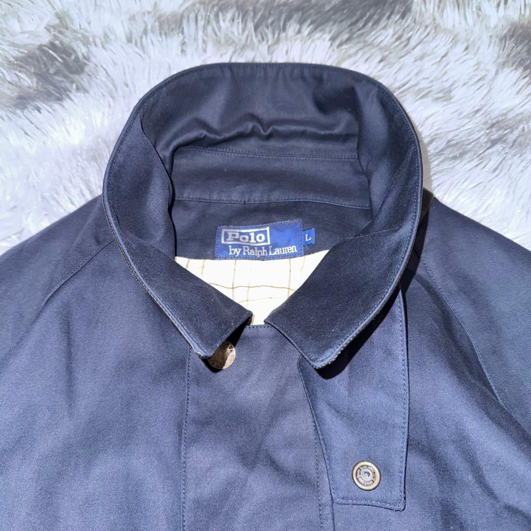 90s POLO by Ralph Lauren レザー切替 ステンカラーコート