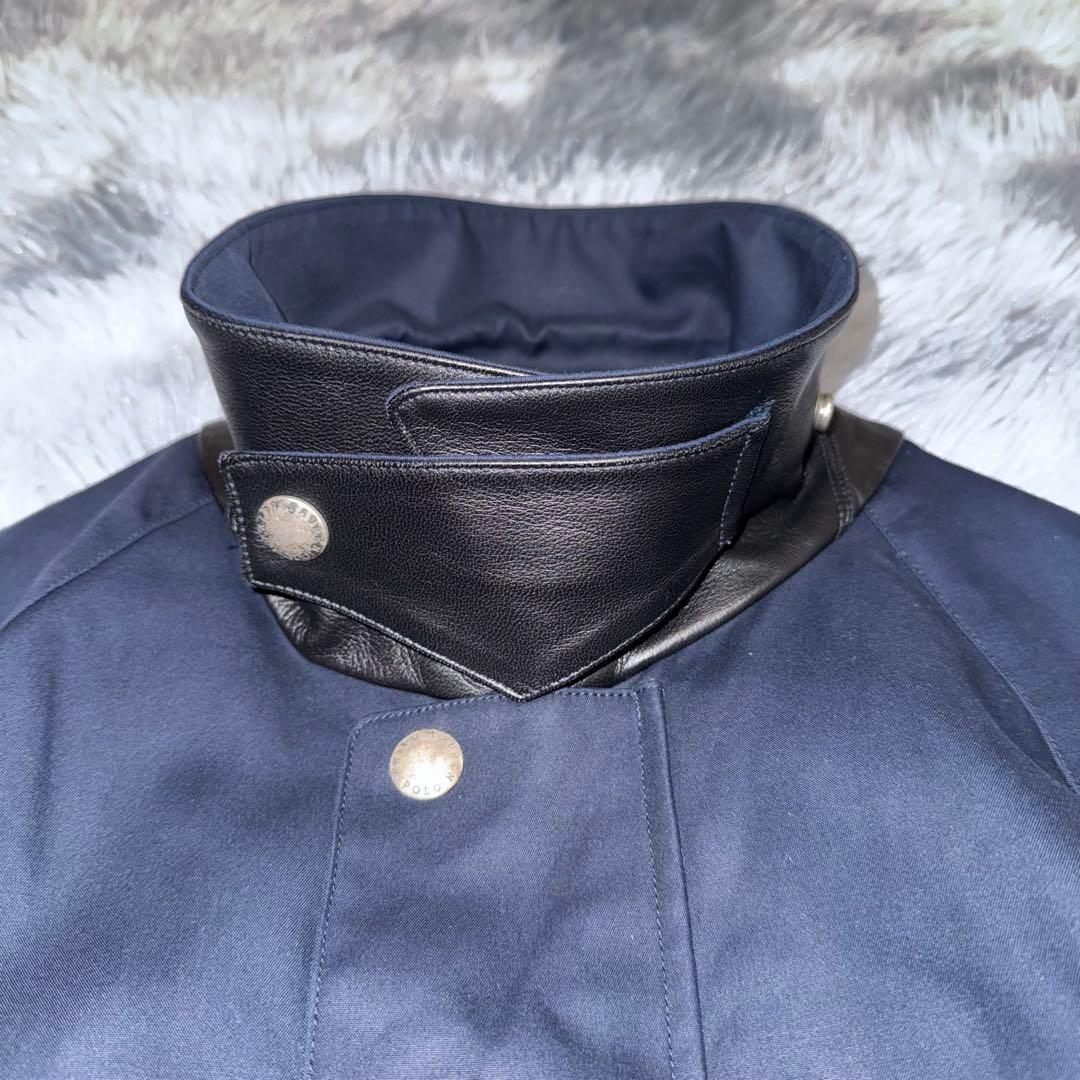 90s POLO by Ralph Lauren レザー切替 ステンカラーコート