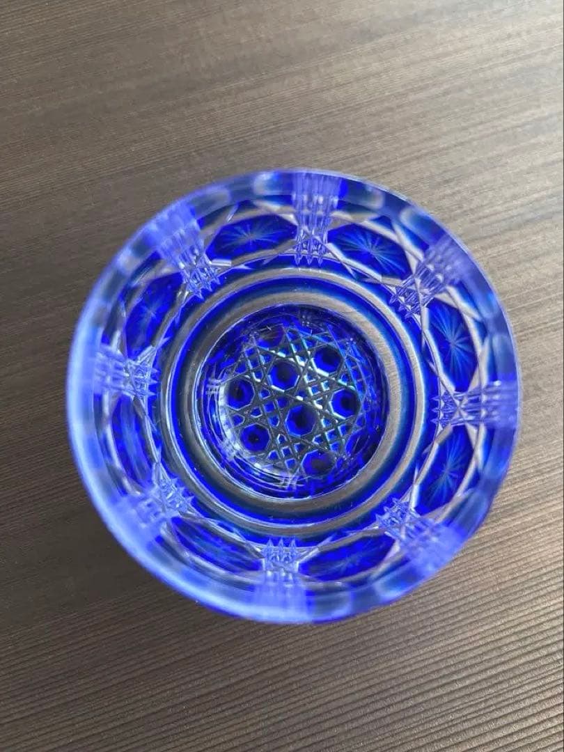 新品 美品 猪口 復元 島津薩摩切子 薩摩ガラス 藍