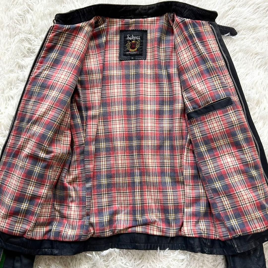 希少色　ショット　シングルライダースジャケット　牛革　グレーネイビー　S相当