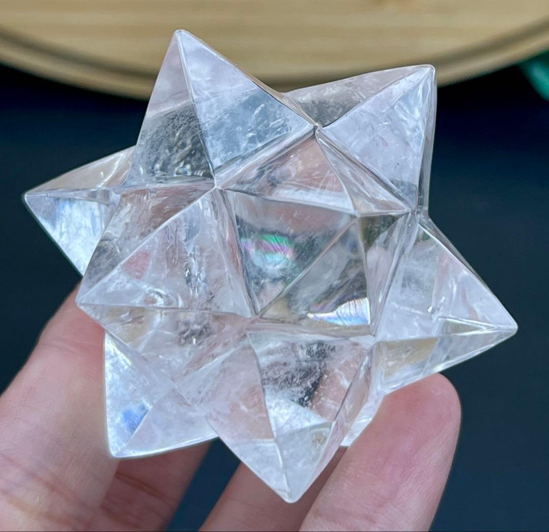 天然水晶 アステロイド マカバスタークリスタル 神聖幾何学多面カット12ポイント