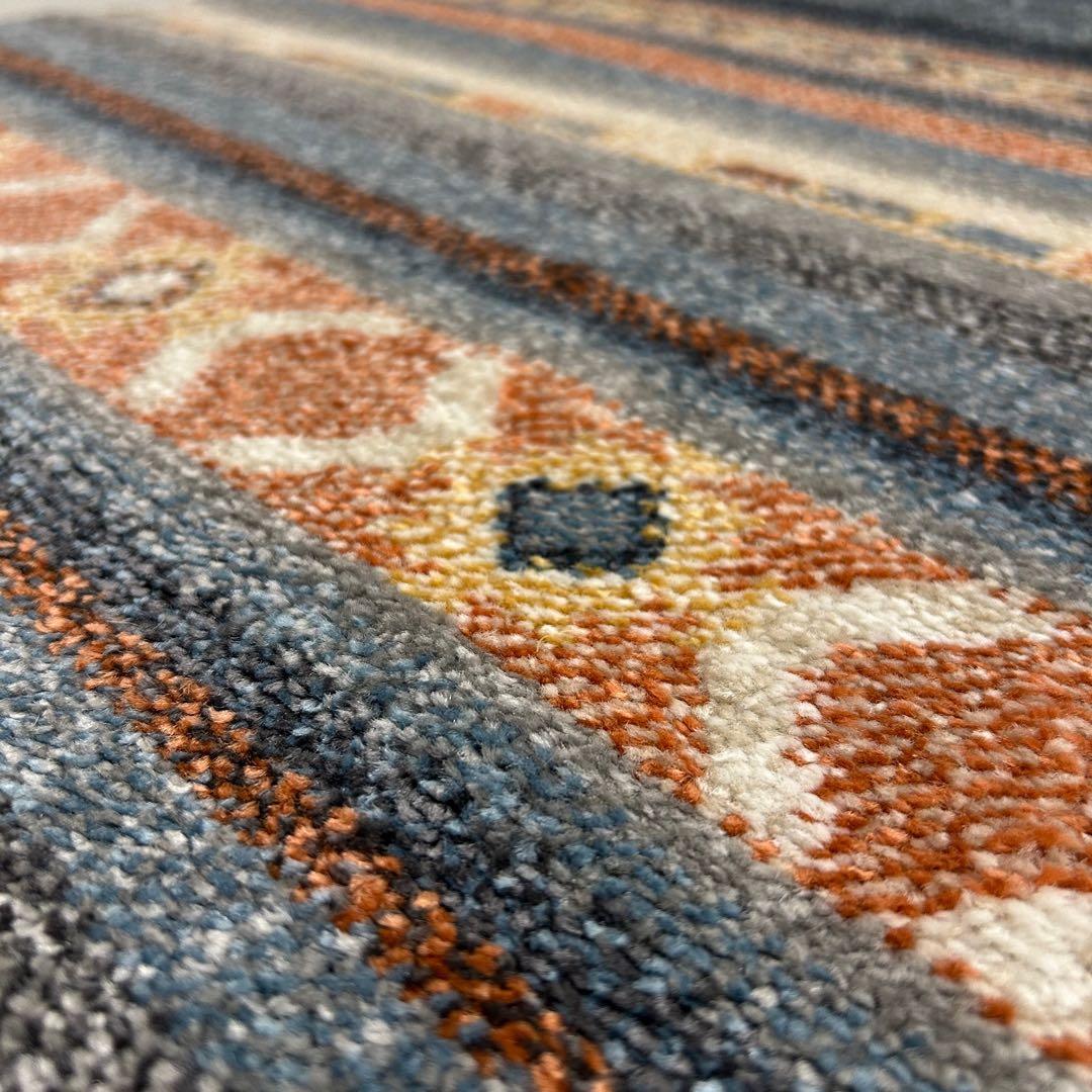 新品☆キリム柄ラグ ウィルトンラグ エスニックテイスト トルコ製 カーペット