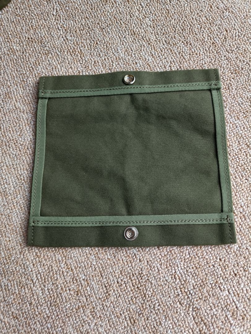 カワニシカバン　ミコＳ持手ロング　カーキ　コーデュラ　栃木レザー　帆布かぶせ蓋付