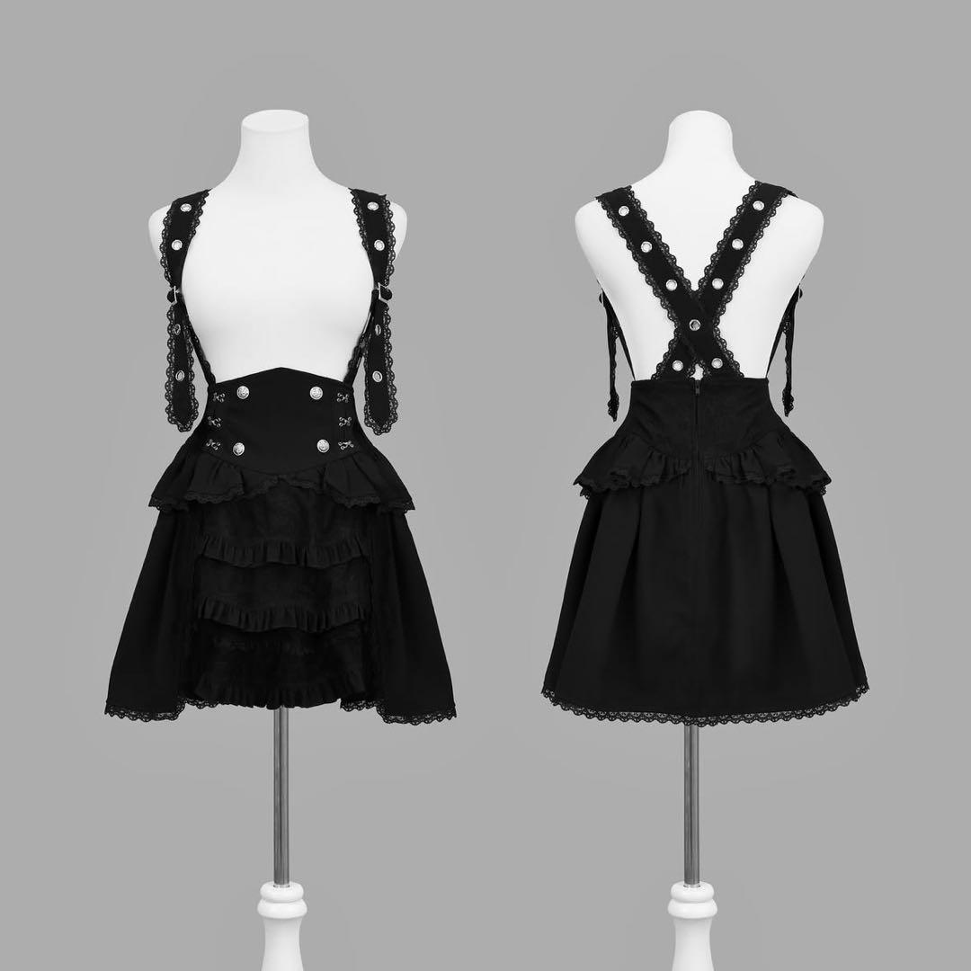 dimmoire 夢纏うサスペンダースカート Black