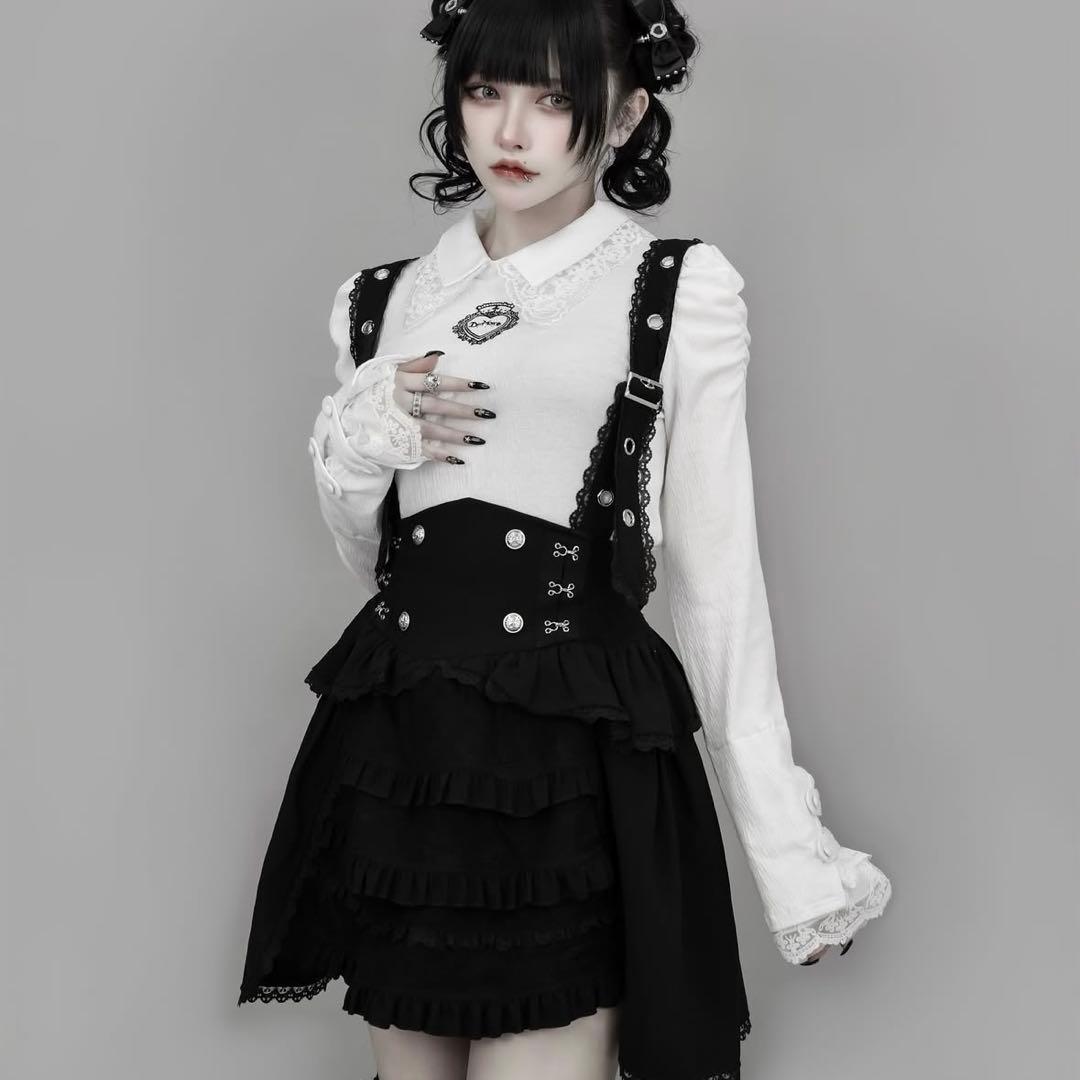 dimmoire 夢纏うサスペンダースカート Black