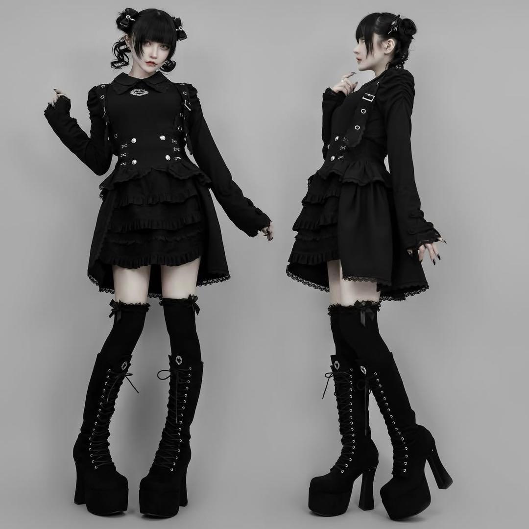 dimmoire 夢纏うサスペンダースカート Black