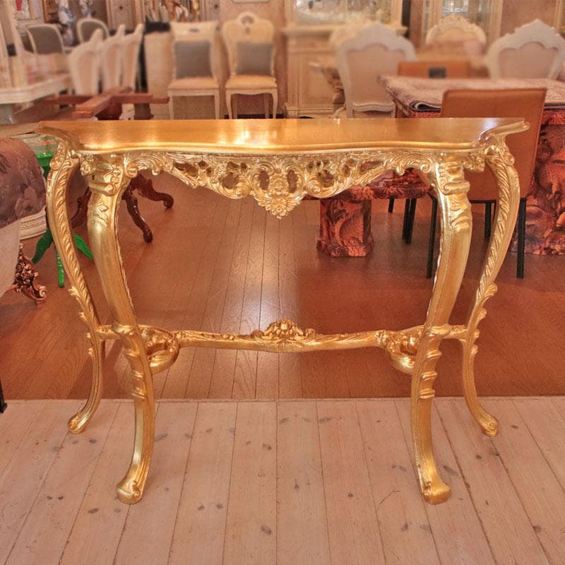 イタリア製 コンソールテーブル 幅117cm 金 サイドテーブル 602-997