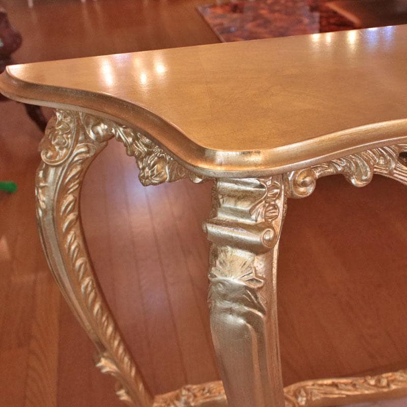 イタリア製 コンソールテーブル 幅117cm 金 サイドテーブル 602-997