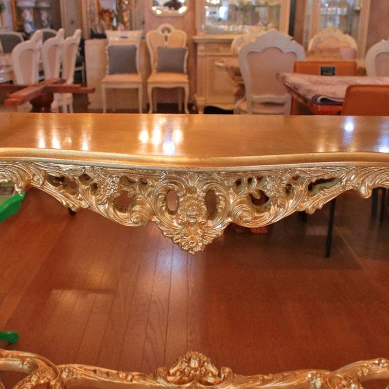 イタリア製 コンソールテーブル 幅117cm 金 サイドテーブル 602-997