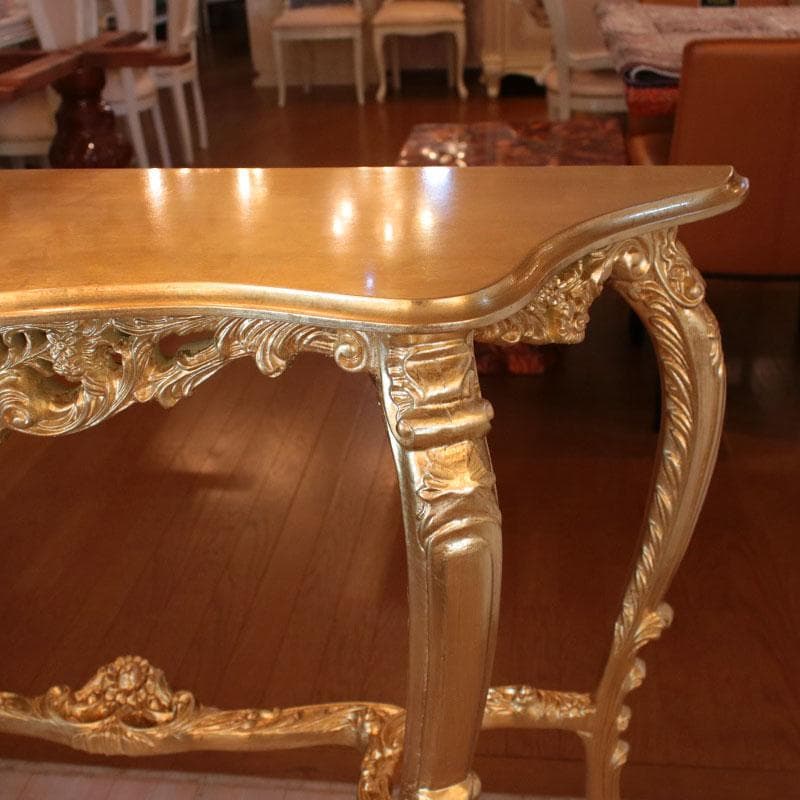 イタリア製 コンソールテーブル 幅117cm 金 サイドテーブル 602-997