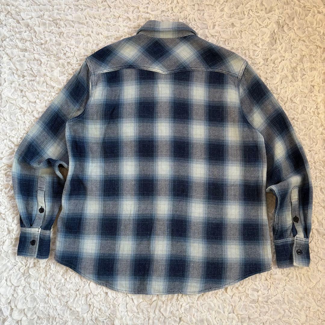 美品 ビームスプラス別注 REMI RELIEF / インディゴフランネルシャツ