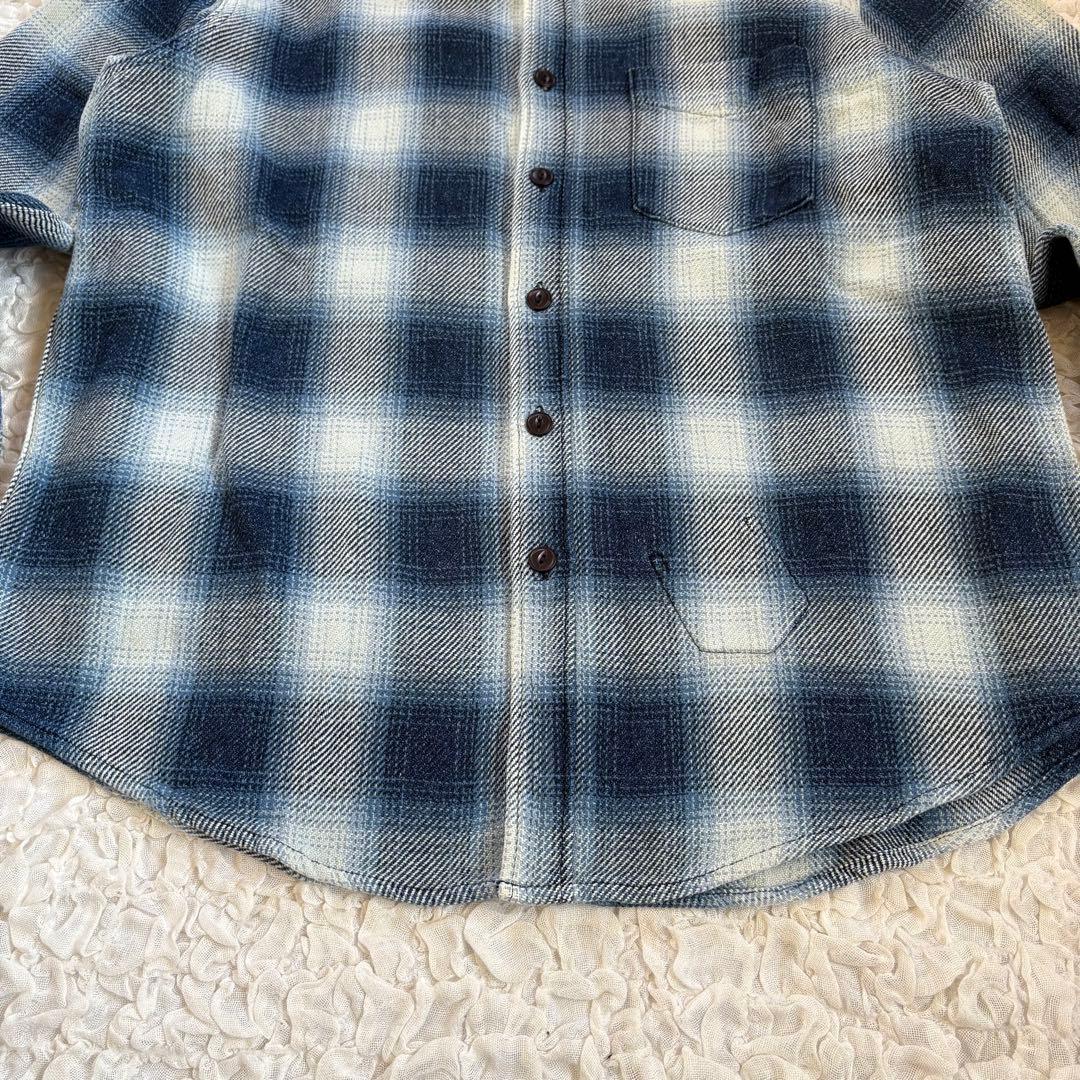 美品 ビームスプラス別注 REMI RELIEF / インディゴフランネルシャツ