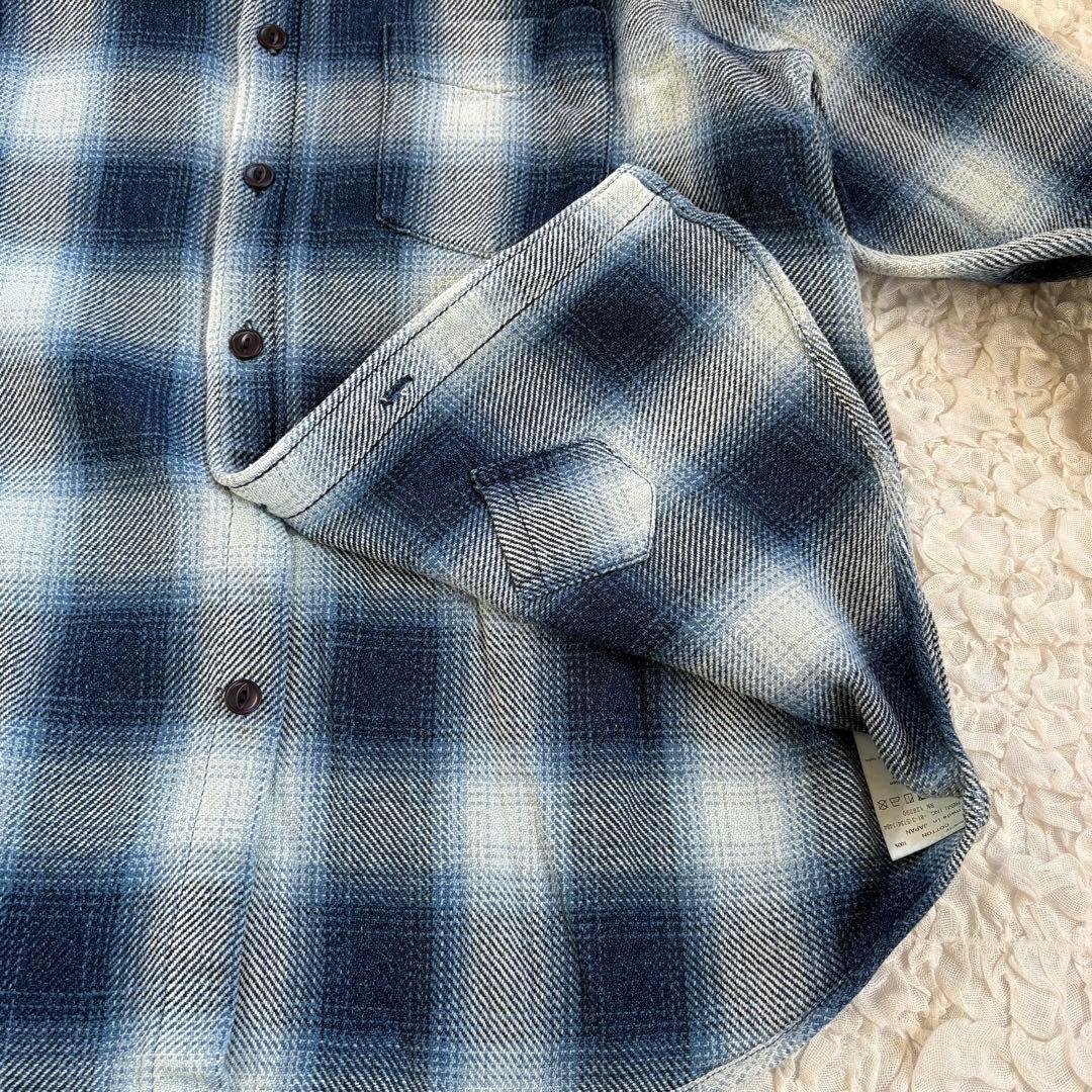 美品 ビームスプラス別注 REMI RELIEF / インディゴフランネルシャツ