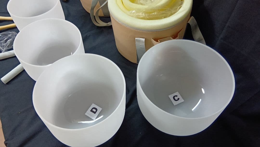 クォーツ　クリスタルボウル　A＝432Hz　7個セット　マレット　バッグ付き