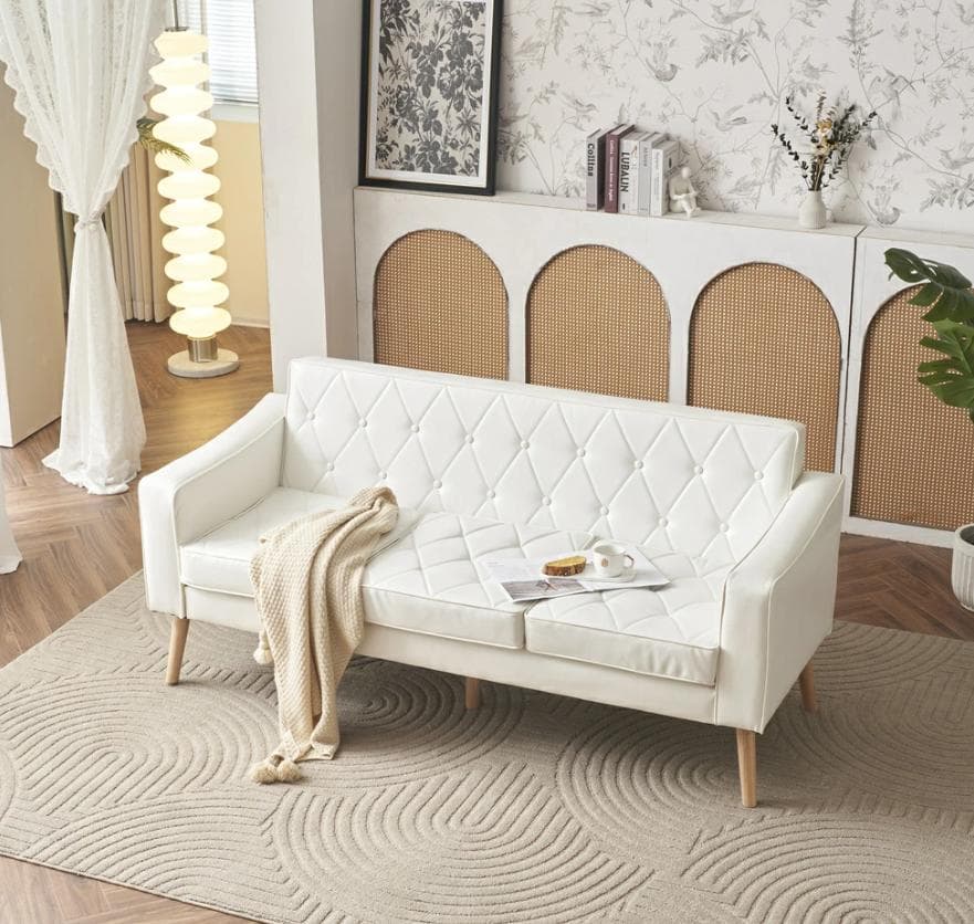 ソファー 3人掛け カウチソファ リビングソファ 肘付き オットマン PVC