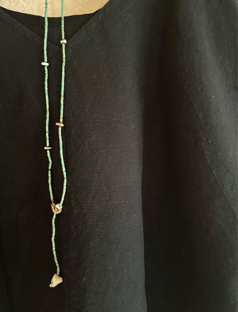 sale＊ヤンマ産業　会津木綿　UVネックシャツ・ベスト＊墨黒＊手洗い可