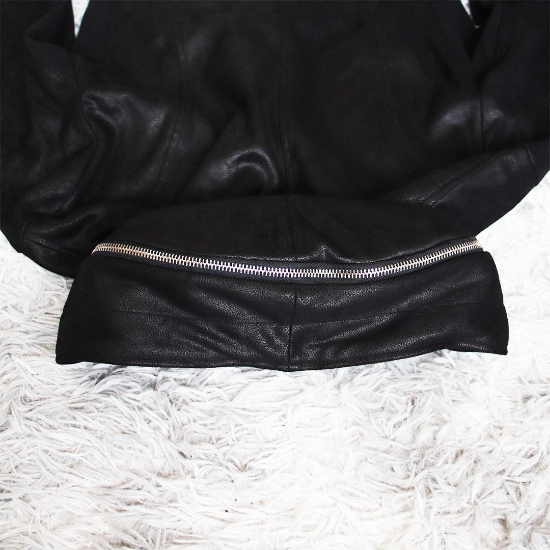 Y2K✨ジョニーウルフ フェイクレザーライダースパーカー ダブルジップ 切り替え