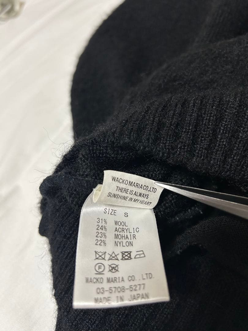 ワコマリアモヘアカーディガンブラック　S WACKOMARIA 野村訓市