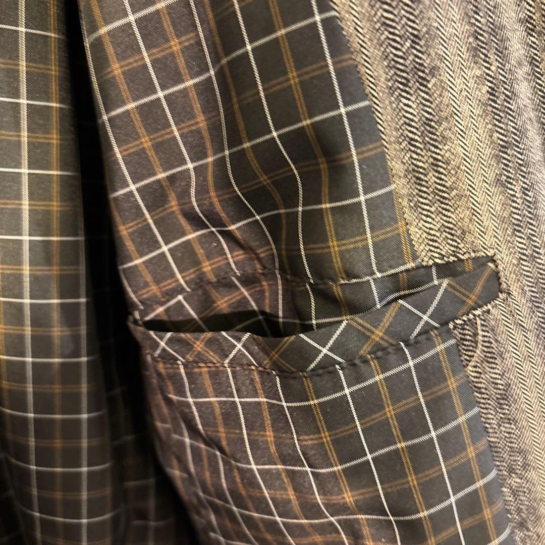 t.b 美品ストライプ ロングコート グレー ブラック