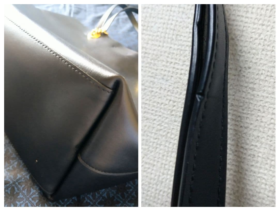 か*り様 COACH ブラックレザートートバッグ ゴールドチェーン付 2way